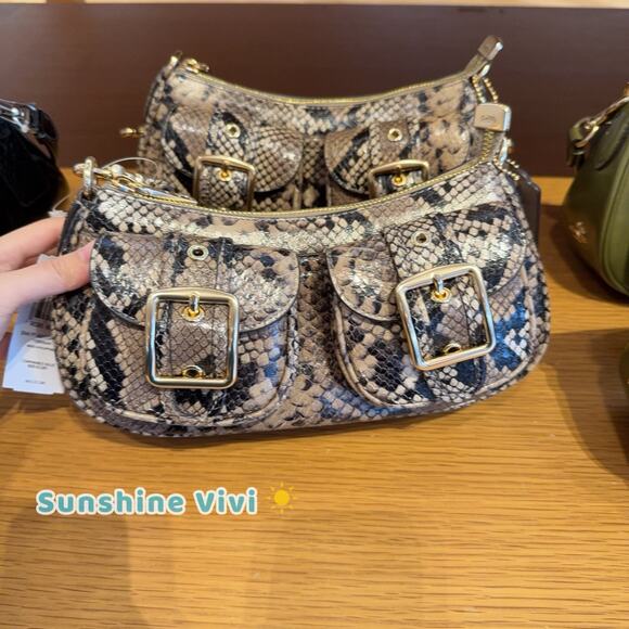 NWT Coach Ashton Bag Snake Print Leather CCE38 Mushroom Multi - Picture 1 of 14